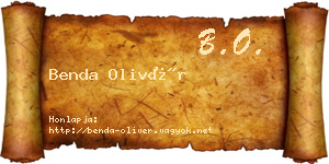 Benda Olivér névjegykártya