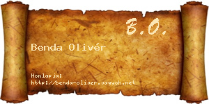 Benda Olivér névjegykártya